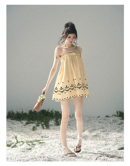 “Ripples Along the Hem” Butter Yellow Reversible Babydoll Dress