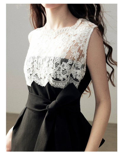 "The Quiet Strength" Black Iris Lace Sleeveless Crop Top
