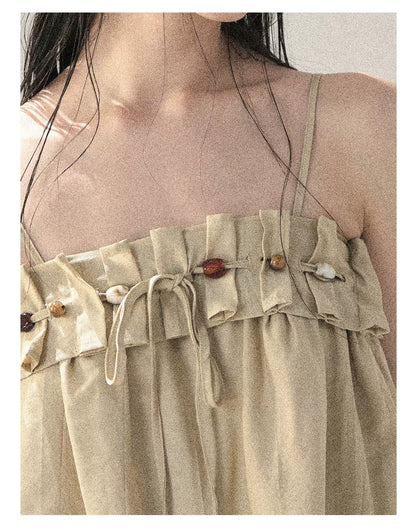 "Traces of the Wind" Sand Beige Cami & Wide-Leg Pants Set
