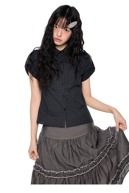 EZEK | Gingham Check Short Sleeve Shirt with Adjustable Sleeves