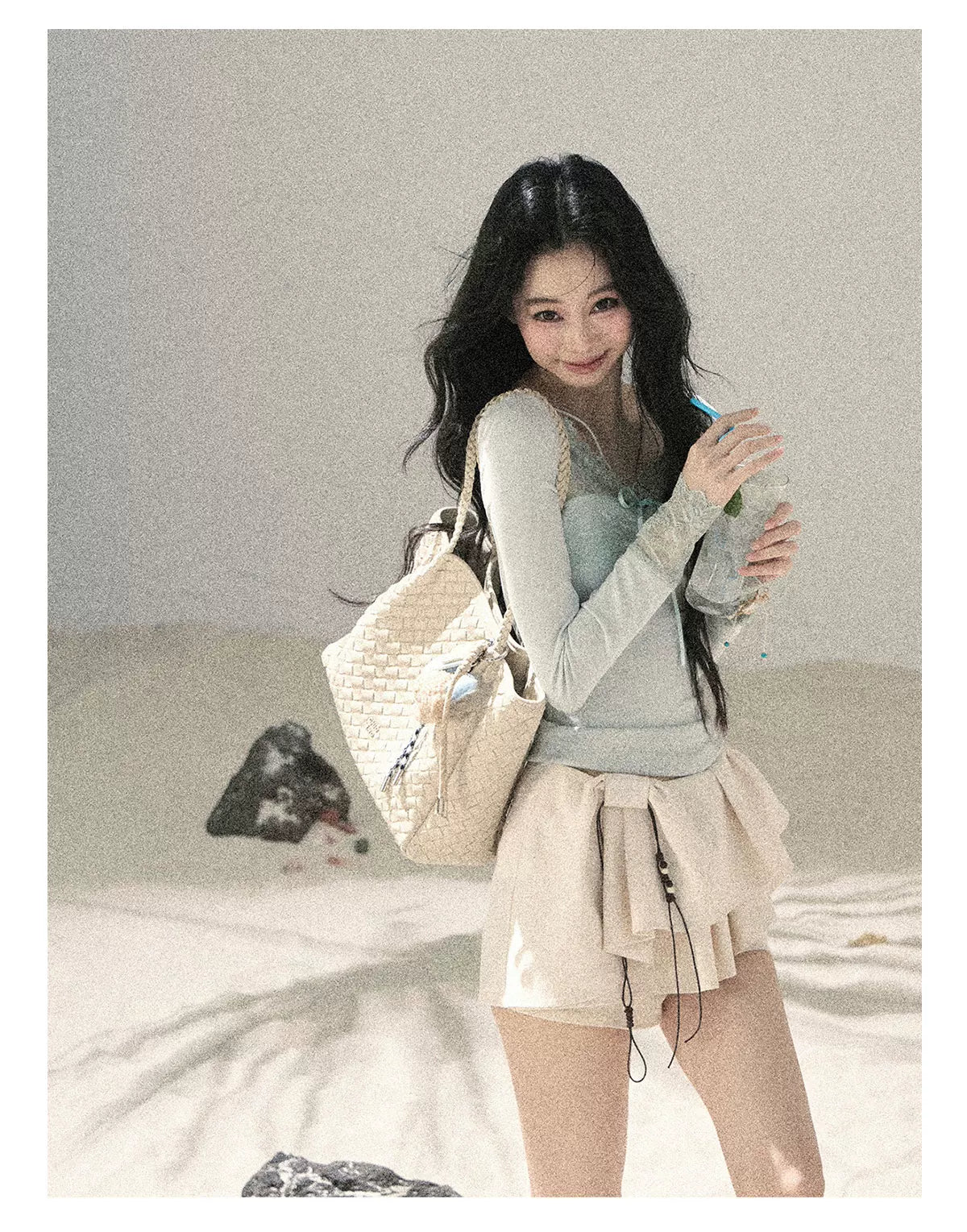 "Layered Petals in Motion" Dutch Cream Ruffle Skort 5324853