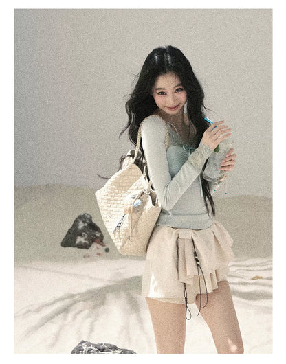 "Layered Petals in Motion" Dutch Cream Ruffle Skort 5324853