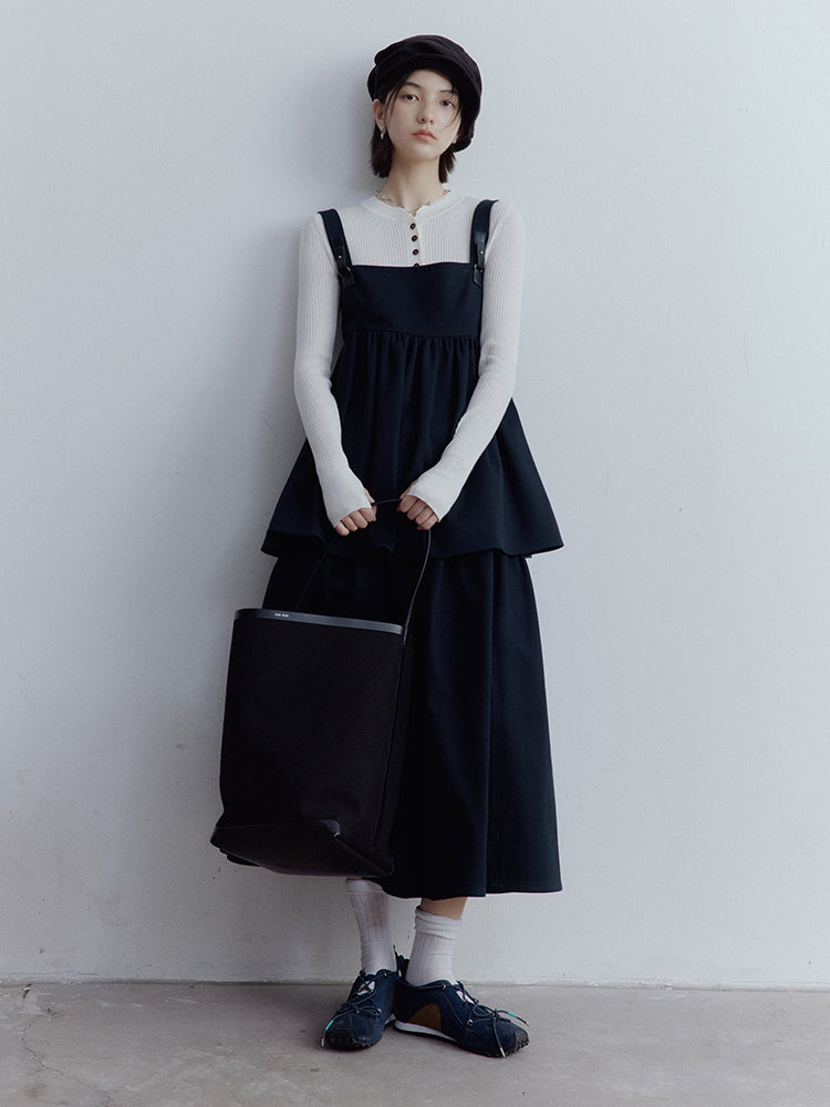 FUSSED Blues Dusky Blue Doll Top & A-Line Skirt Set FOF-25SS110