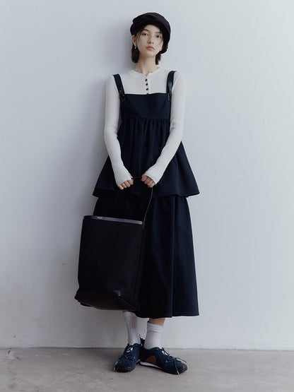 FUSSED Blues Dusky Blue Doll Top & A-Line Skirt Set FOF-25SS110