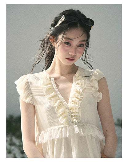 “Sunlight on My Heart” Ivory Lace Babydoll Blouse