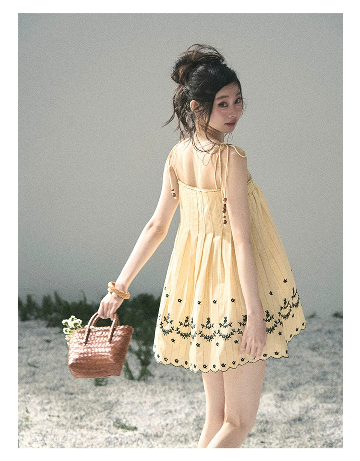 “Ripples Along the Hem” Butter Yellow Reversible Babydoll Dress