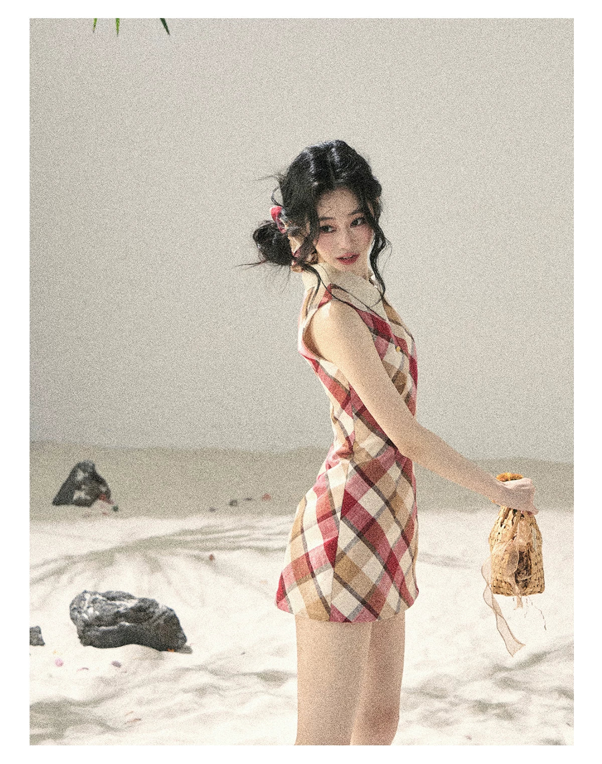 "Sunset by the Shore" Vintage Red Plaid Polo Mini Dress 358648564