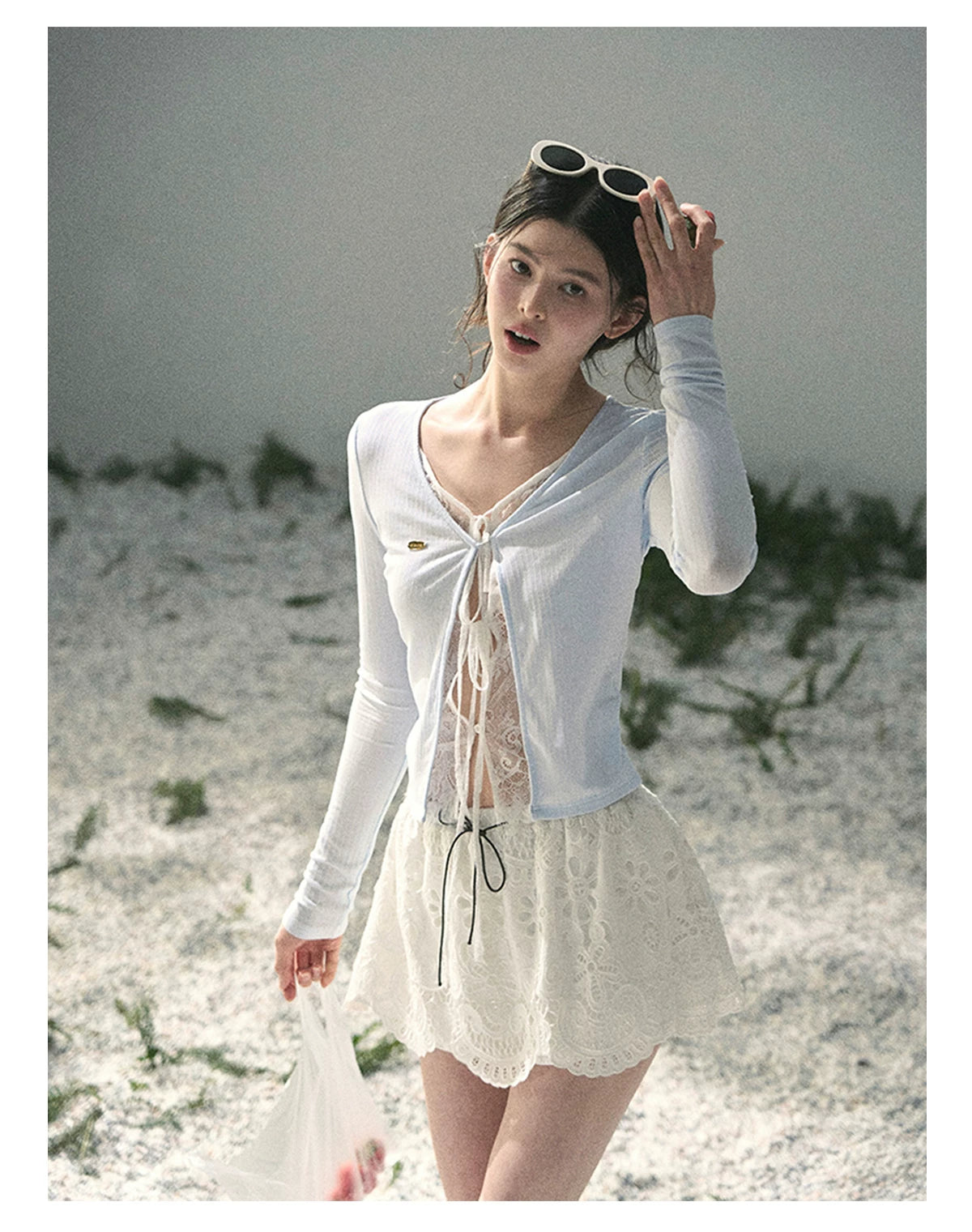 “Dreams Between Seams” Baby Blue Layered Lace Top