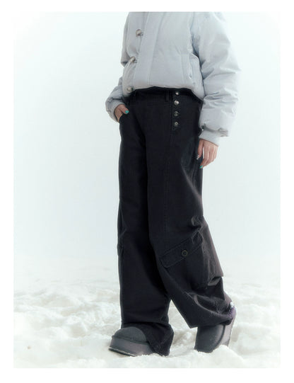 Horridale - Charcoal Gray Washed Cargo Barrel Leg Pants