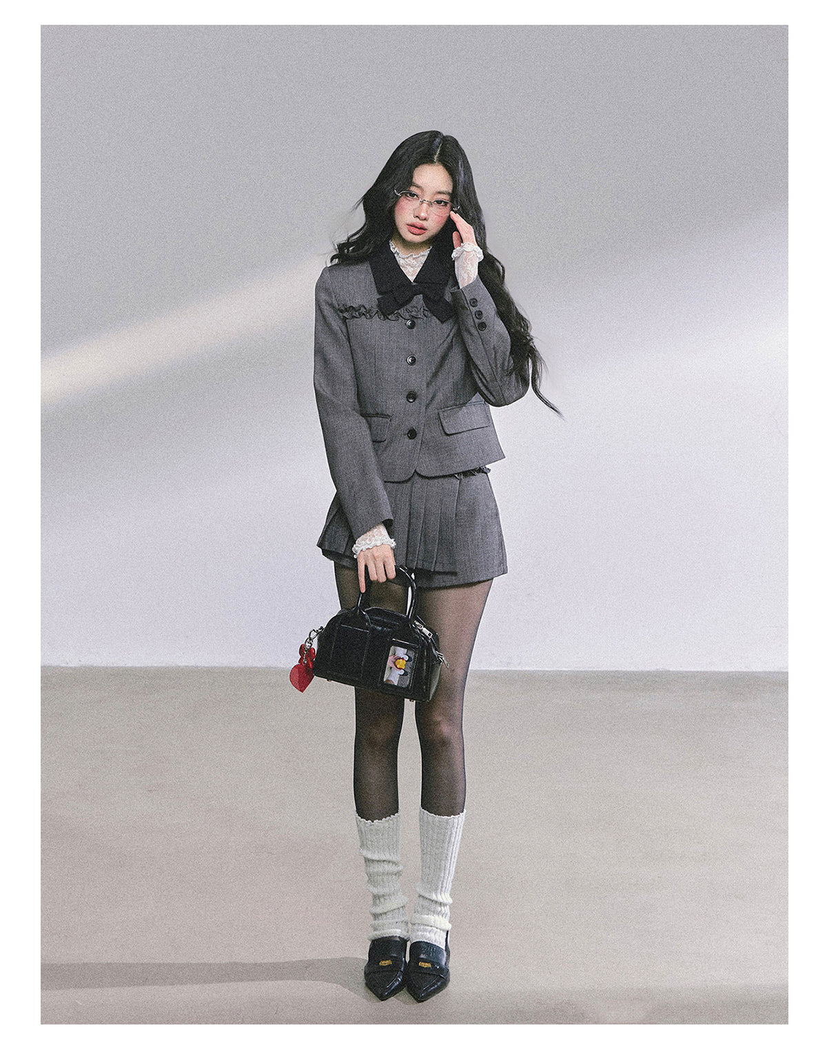 少也眼 “Maxiny Reverie” French Academia Jacket & Pleated Skirt Set