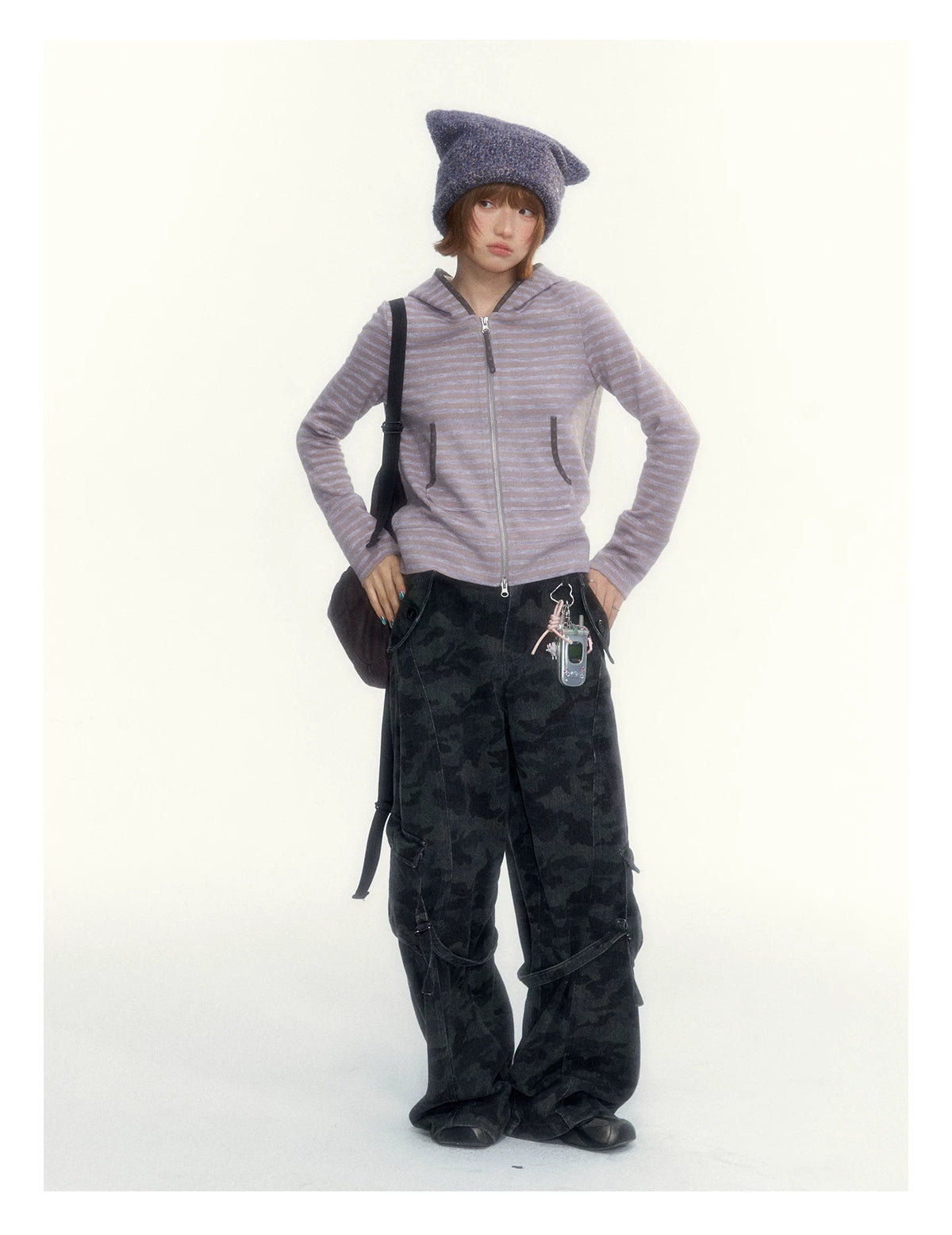 Camouflage Washed Wide-Leg Utility Pants