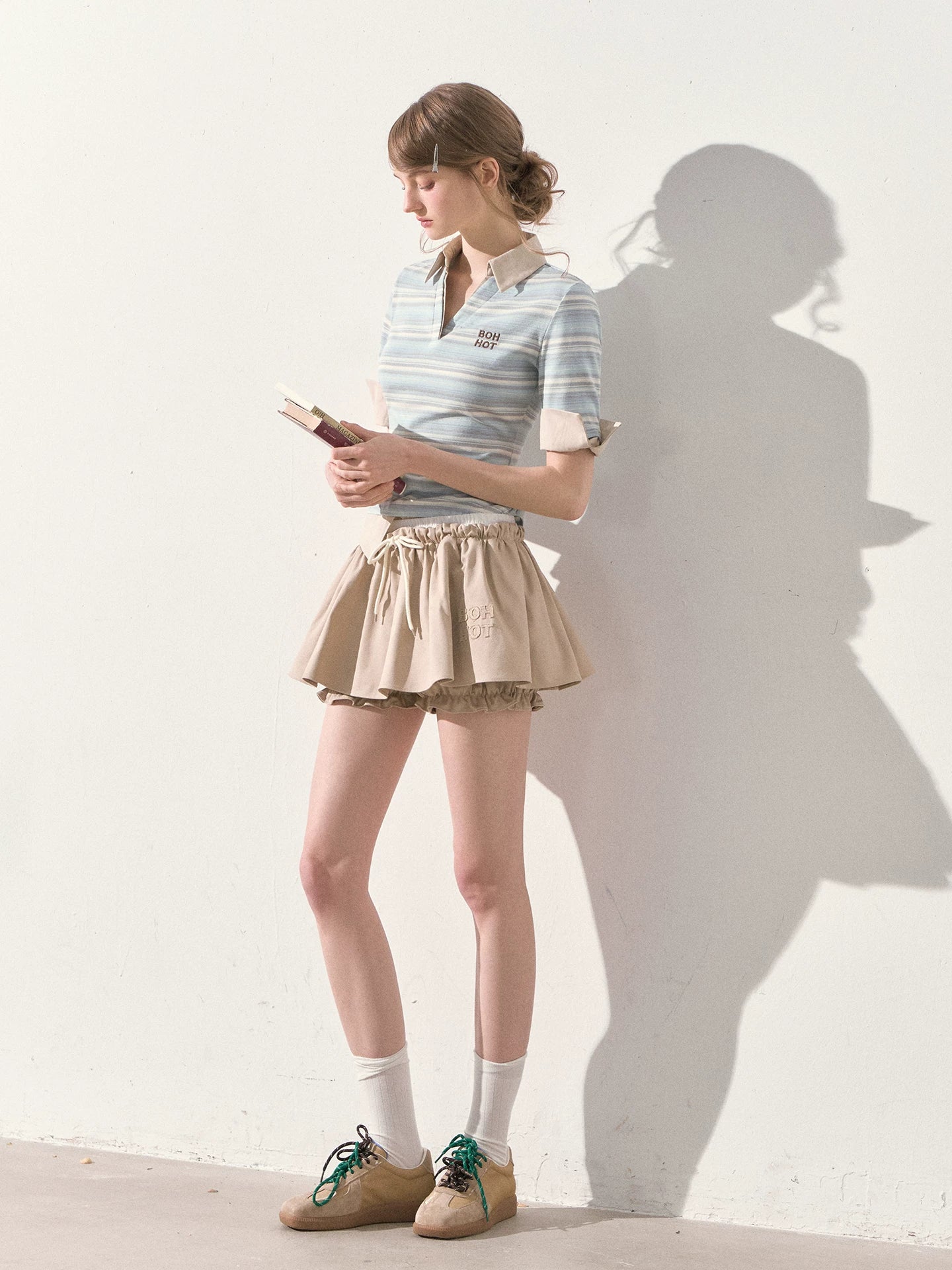 "A Beautiful Forecast" Blue Stripe Layered Polo Knit Top