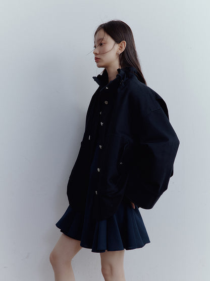 FUSSED Blues Prussian Blue Workwear Jacket – Dusky Blue Cotton FOF-25SS162