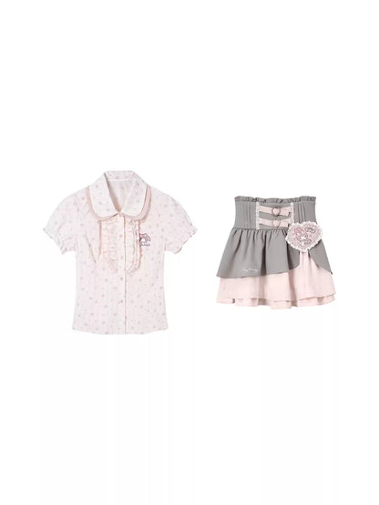 “Melly Melly” Cream & Gray Japanese School Girl Set