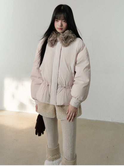 Soote Season - Sweet Cream Pink Faux-Fur Collar Puffer Jacket