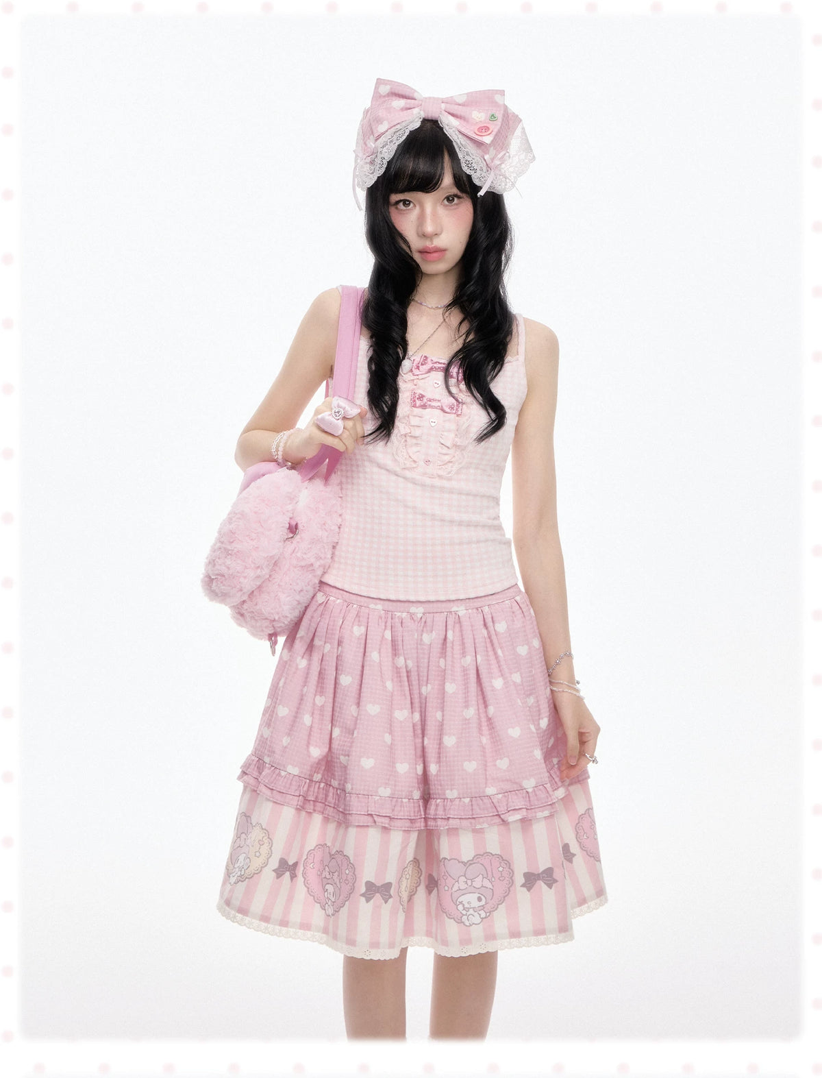 “Pink Dollcore” Pink My Melody Layered Lolita Girl Set
