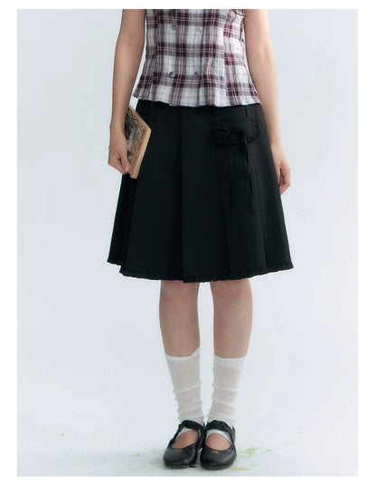"Midnight Academy" Black Pleated Mini Skirt