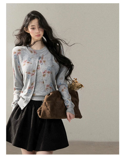 AOMALM - "Winter Traces" Black Pleated A-Line Mini Skirt