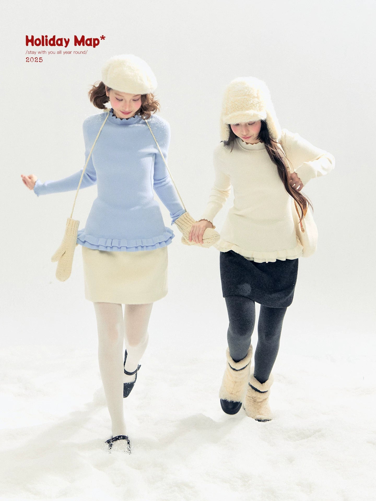 "Soft Whisper" Ruffle Mock Neck Ribbed Knit Top (Ivory/ Smoky Gray)