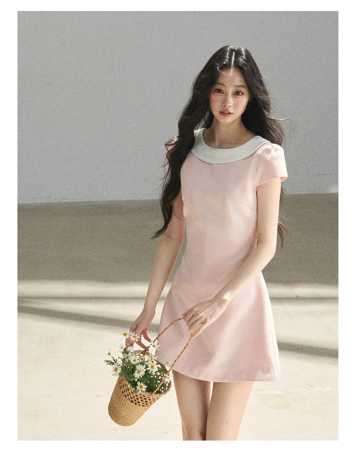 "First Bloom" Pink Mist Satin Puff Mini Dress