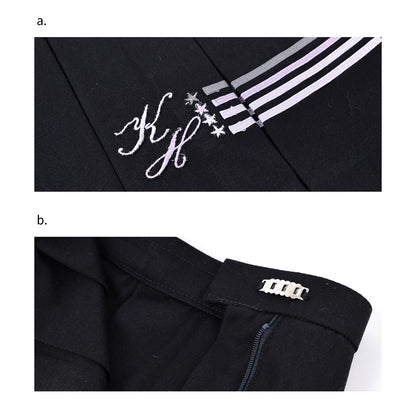 "Snow-Cleared Lily" Gray-Lilac JK Long-Sleeve Sailor Uniform Set