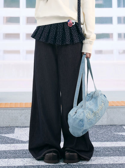 "Starlight Transit" Navy Pleated Mini Skirt