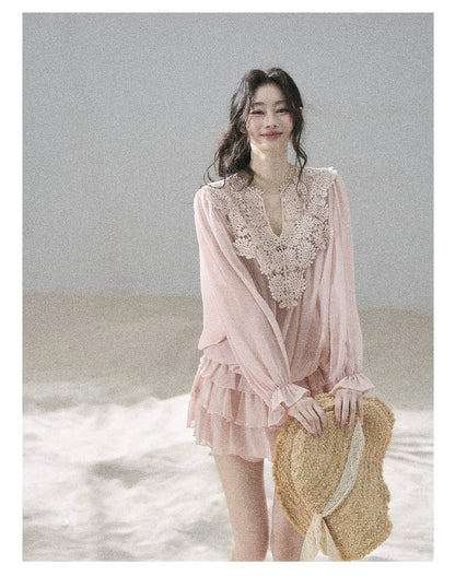"Flowers on the Breeze" Blush Pink Top & Mini Skirt Two-Piece Set