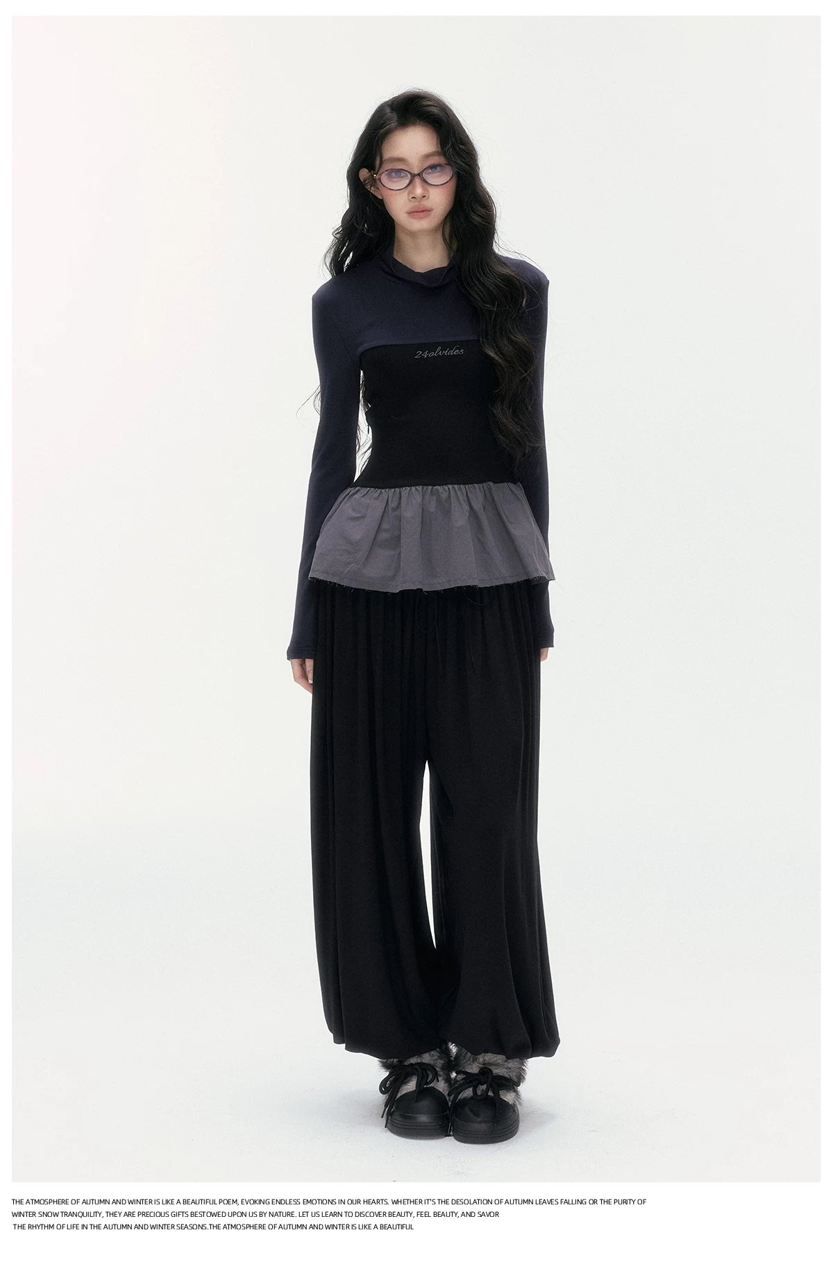 24olvides - Korean-Inspired Faux 3-Piece Top and Pants Set