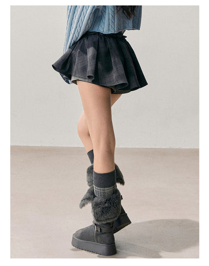 少也眼 “Annie's Waltz” Vintage Preppy A-Line Mini Skirt - Gray 1645635