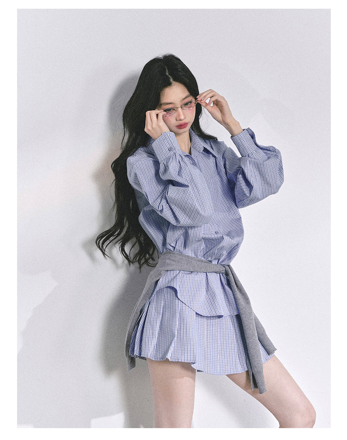 少也眼 "Felton Academy" Relaxed Korean Preppy Two-Piece Set 97842551