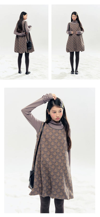 "Lavender Mist" Smoky Mauve Ruffle Ruched Turtleneck Knit Top