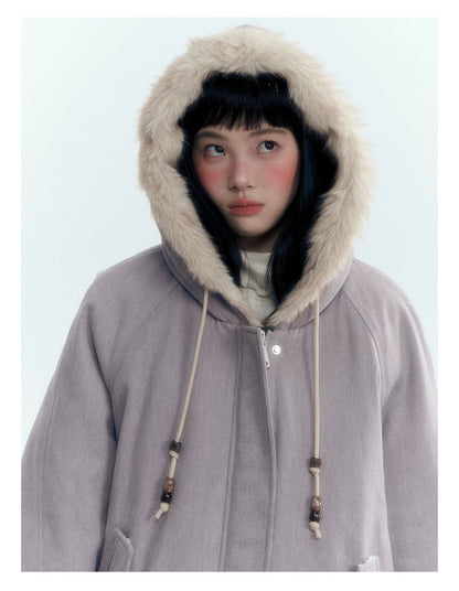 Horridale - Reversible Vintage Puff Jacket with Faux Fur – Misty Purple