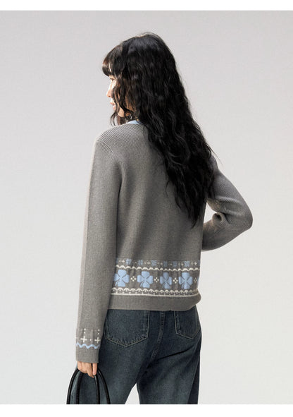 [CAN] "Witch's Wings" Gray Jacquard Knit Set (Cape Shawl / Cardigan)