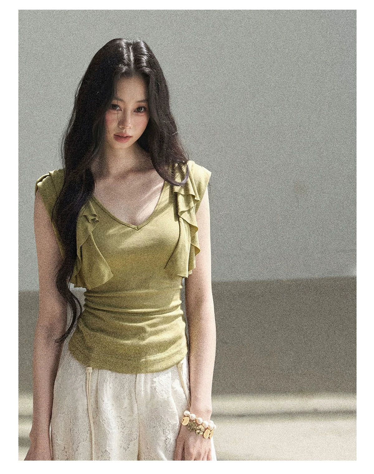 "A Love Letter to Sunlight" Dutch Cream Lace Wide-Leg Pants (With Matching Waist Rope)