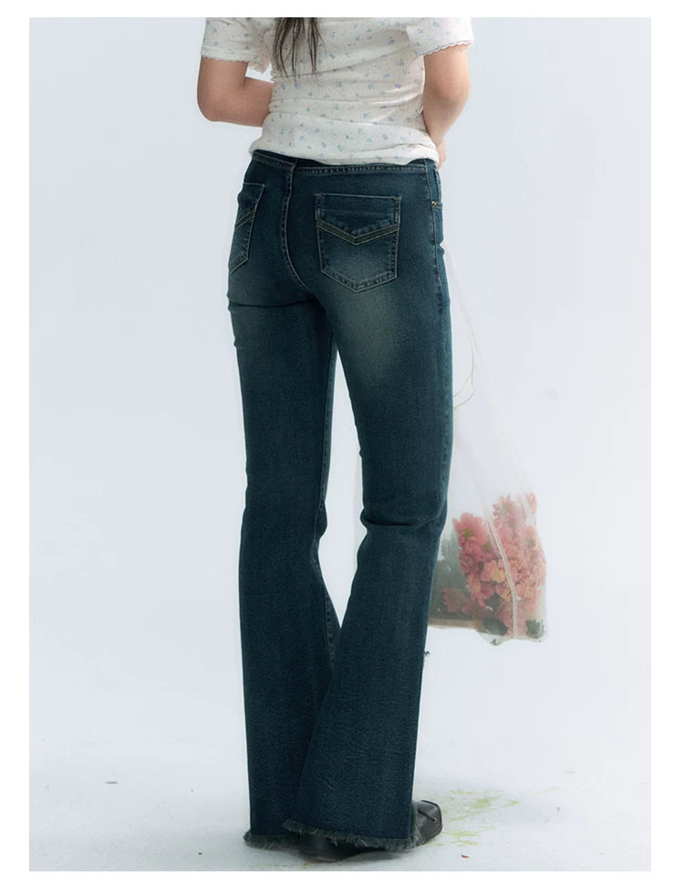 "Vintage Stardust" Star Embroidered Flared Jeans
