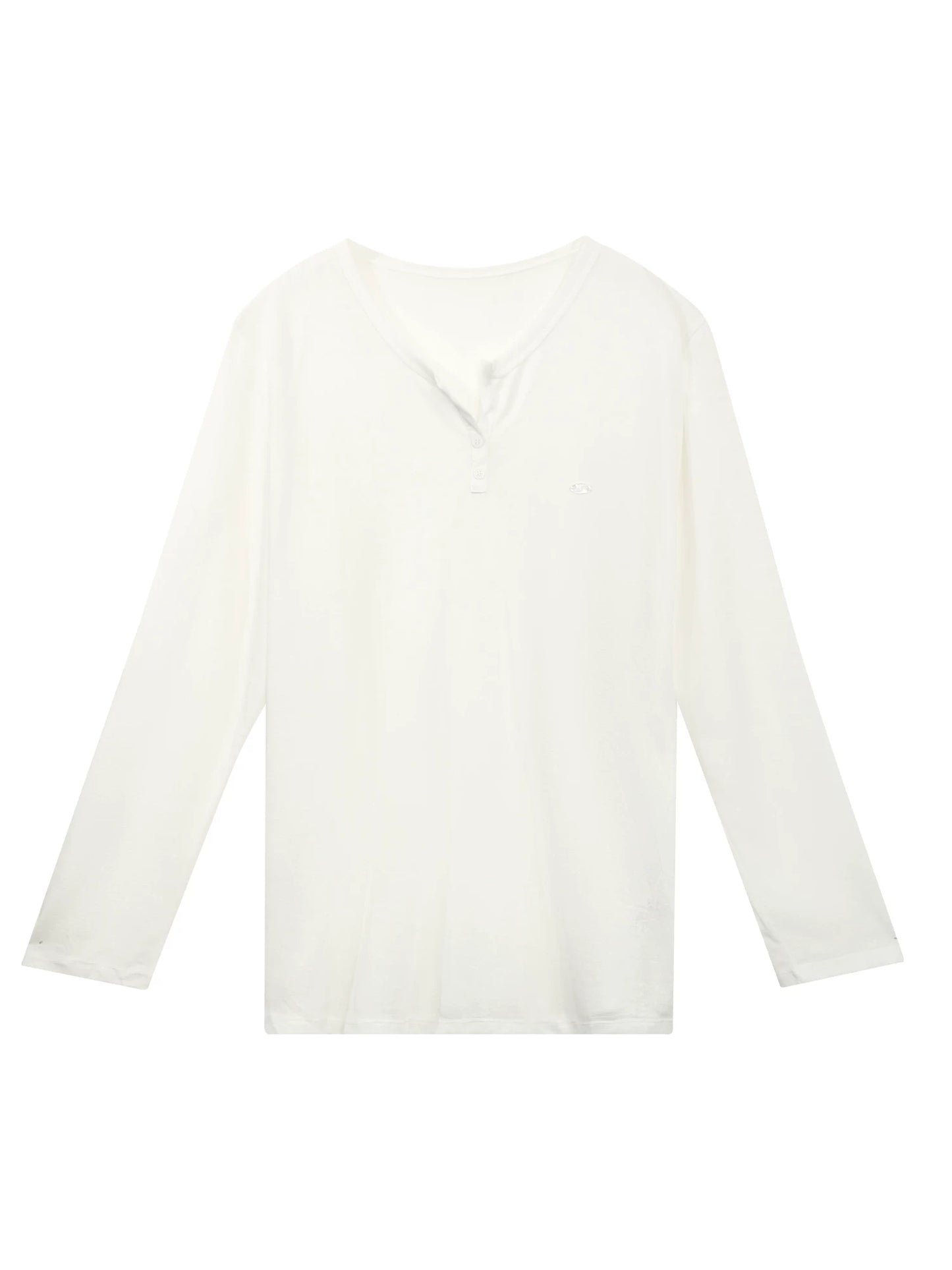 "Easy Transit" White Henley Sun Cover Long Sleeve Top