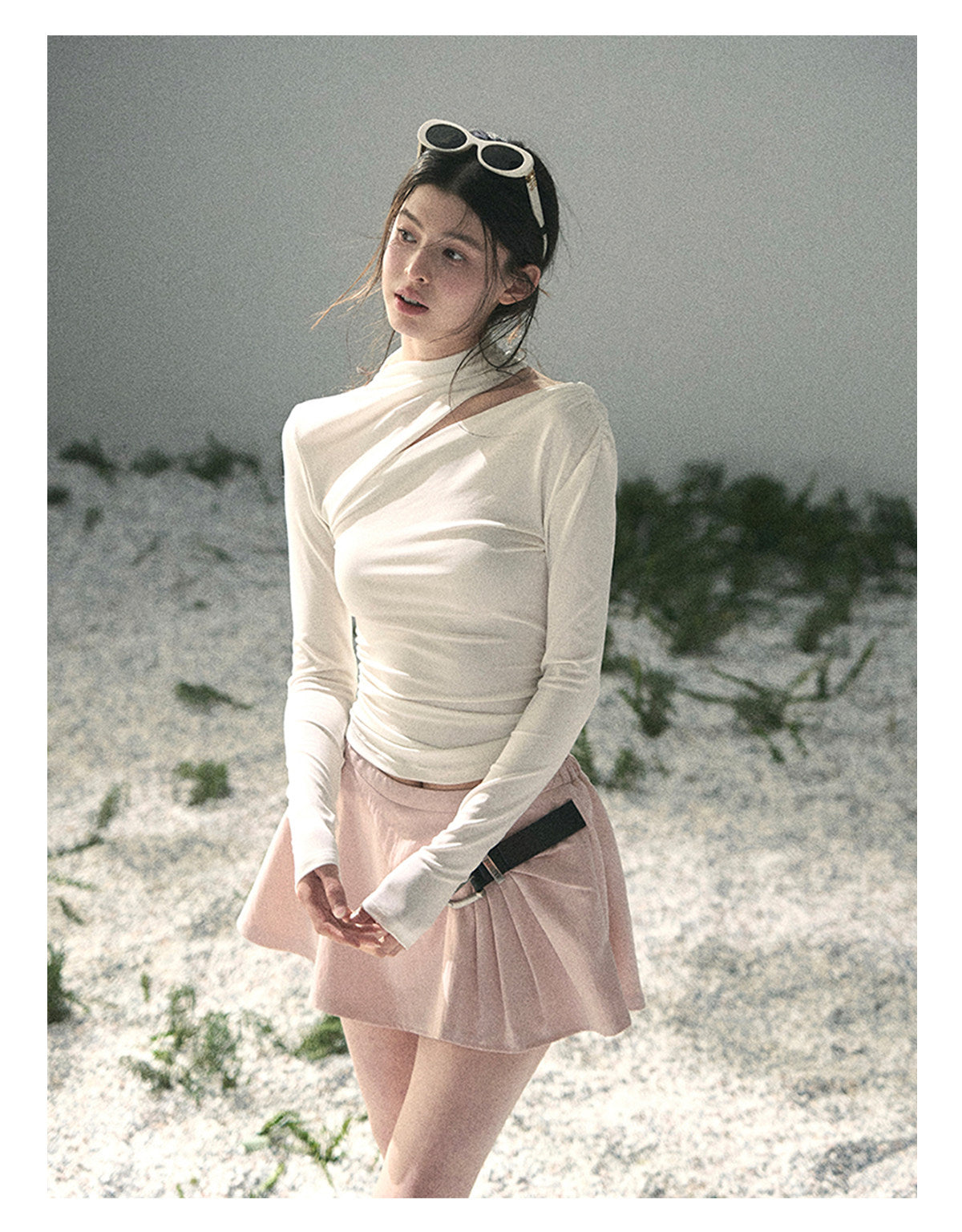 “Corridor Chimes” Soft Pink A-Line Puff Mini Skirt