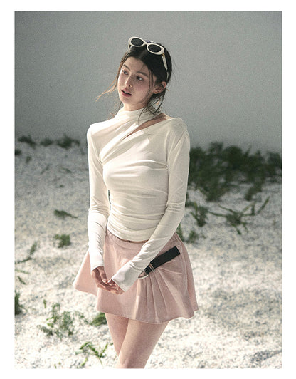 “Corridor Chimes” Soft Pink A-Line Puff Mini Skirt