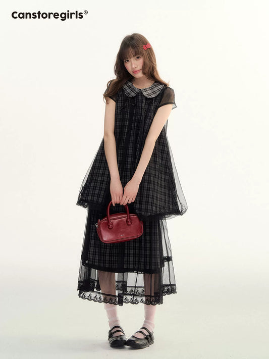 "Soft Check Reverie" Plaid Top, Skirt & Shorts Set LL2026014