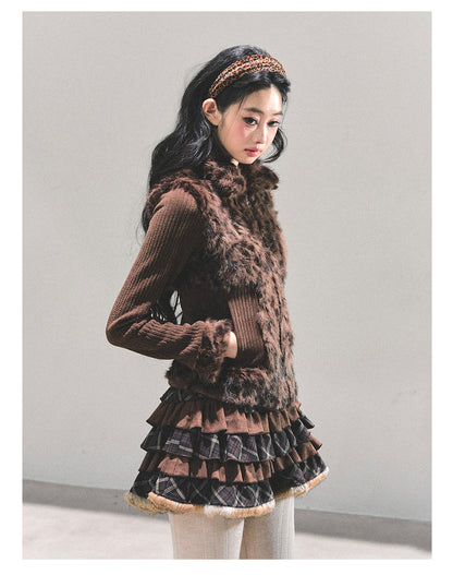 少也眼 “Drifting Poem” Knit Silver Fox Velvet Jacket 847681352