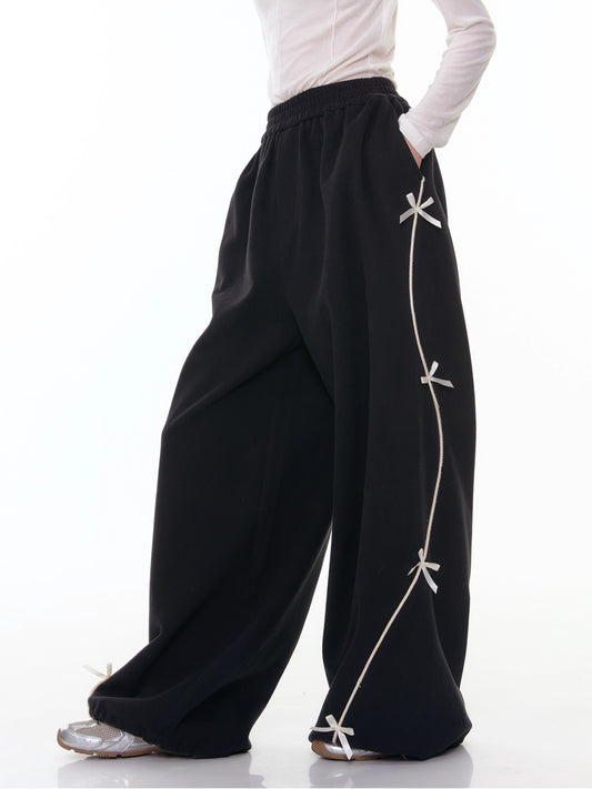 ZiziFei - Sweet Ribbon-Drawstring Jogger Pants