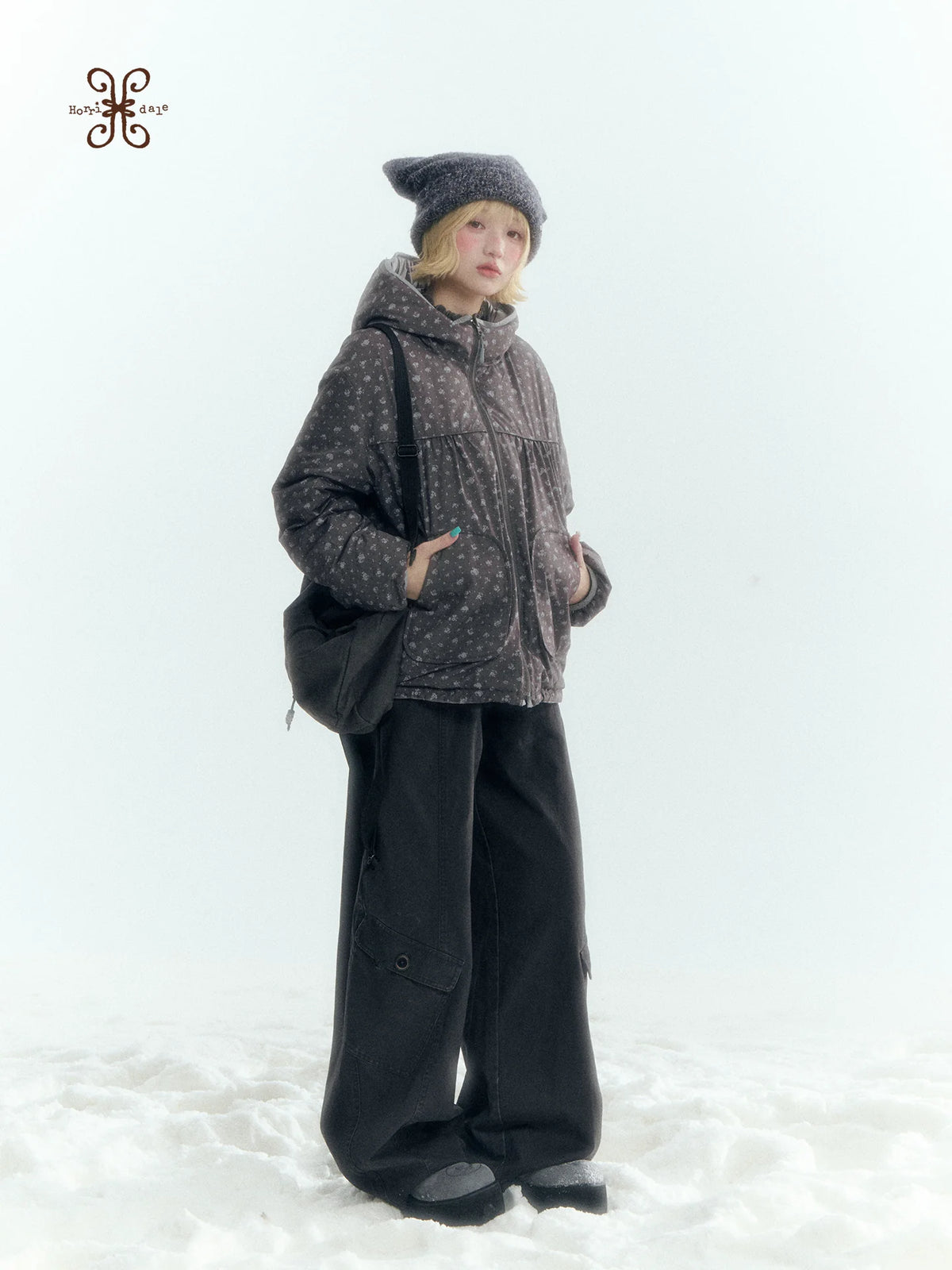 Horridale - Charcoal Gray Washed Cargo Barrel Leg Pants