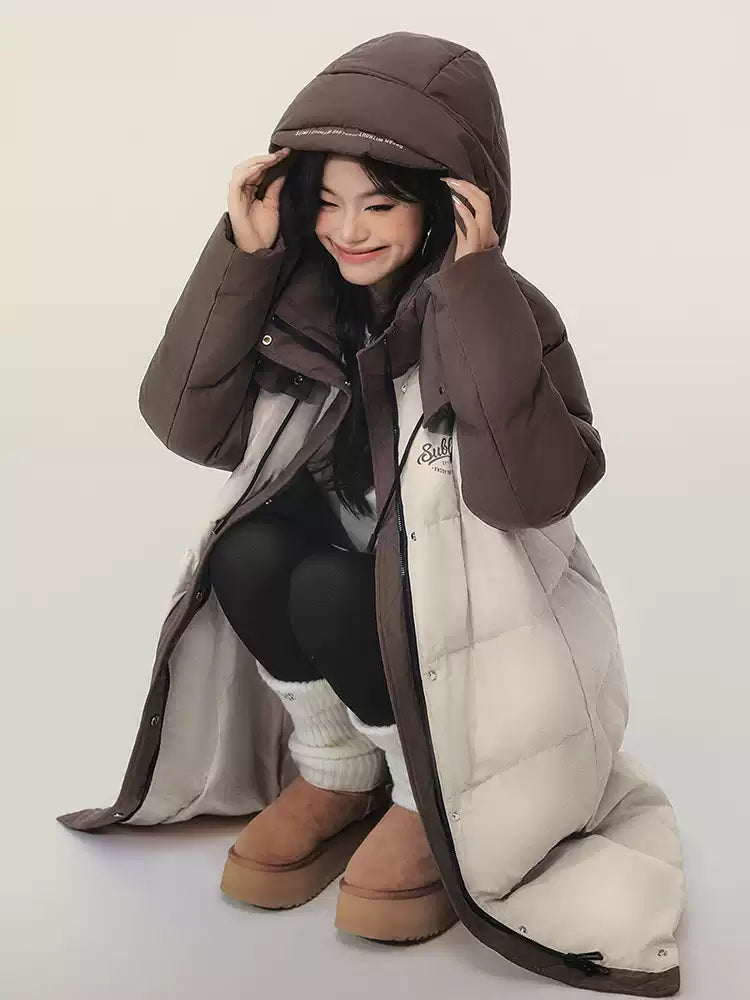 EPTISON - Khaki Long 90% White Duck Down Puffer Coat