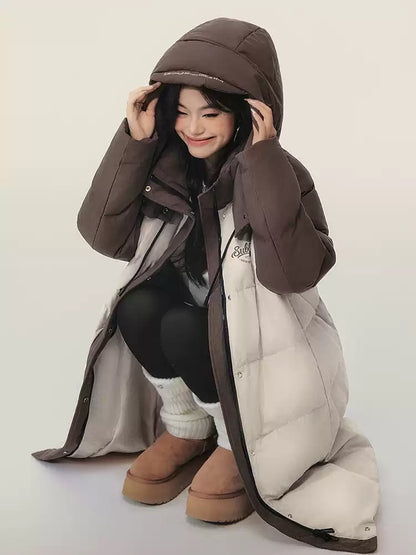 EPTISON - Khaki Long 90% White Duck Down Puffer Coat