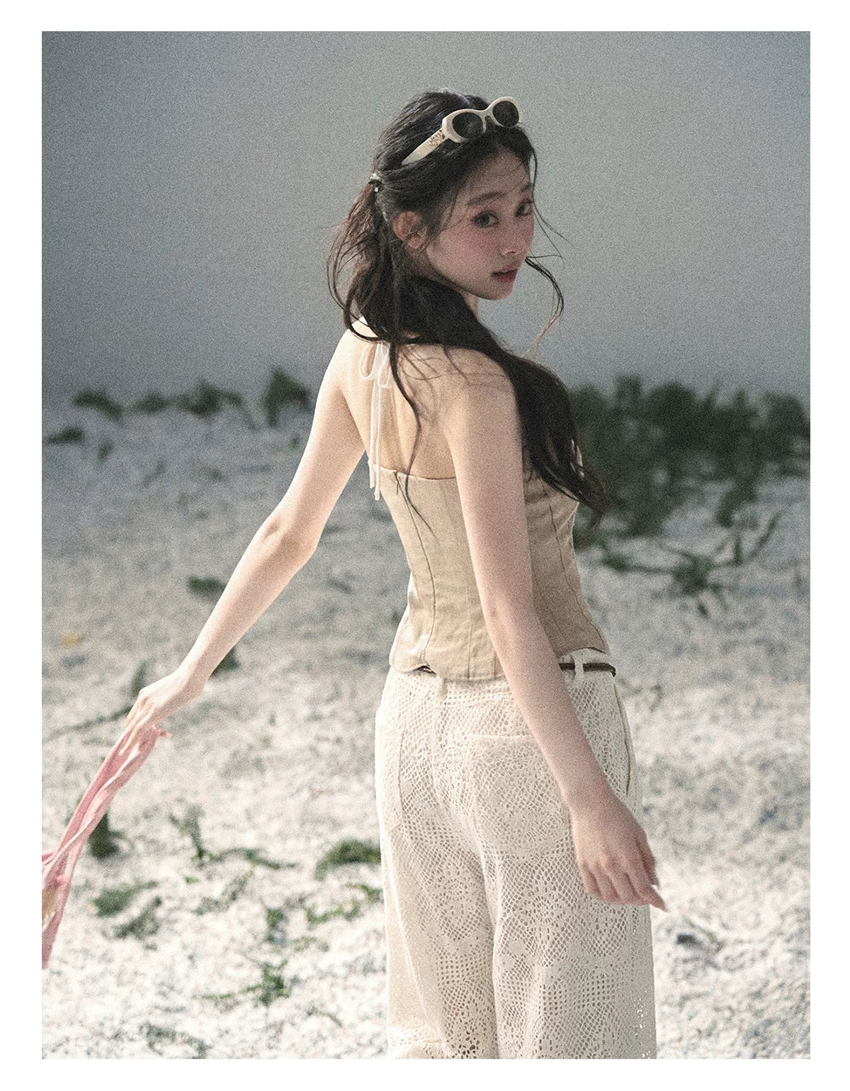 “Moonlit Haze” Dutch Cream Strapless V-Notch Top