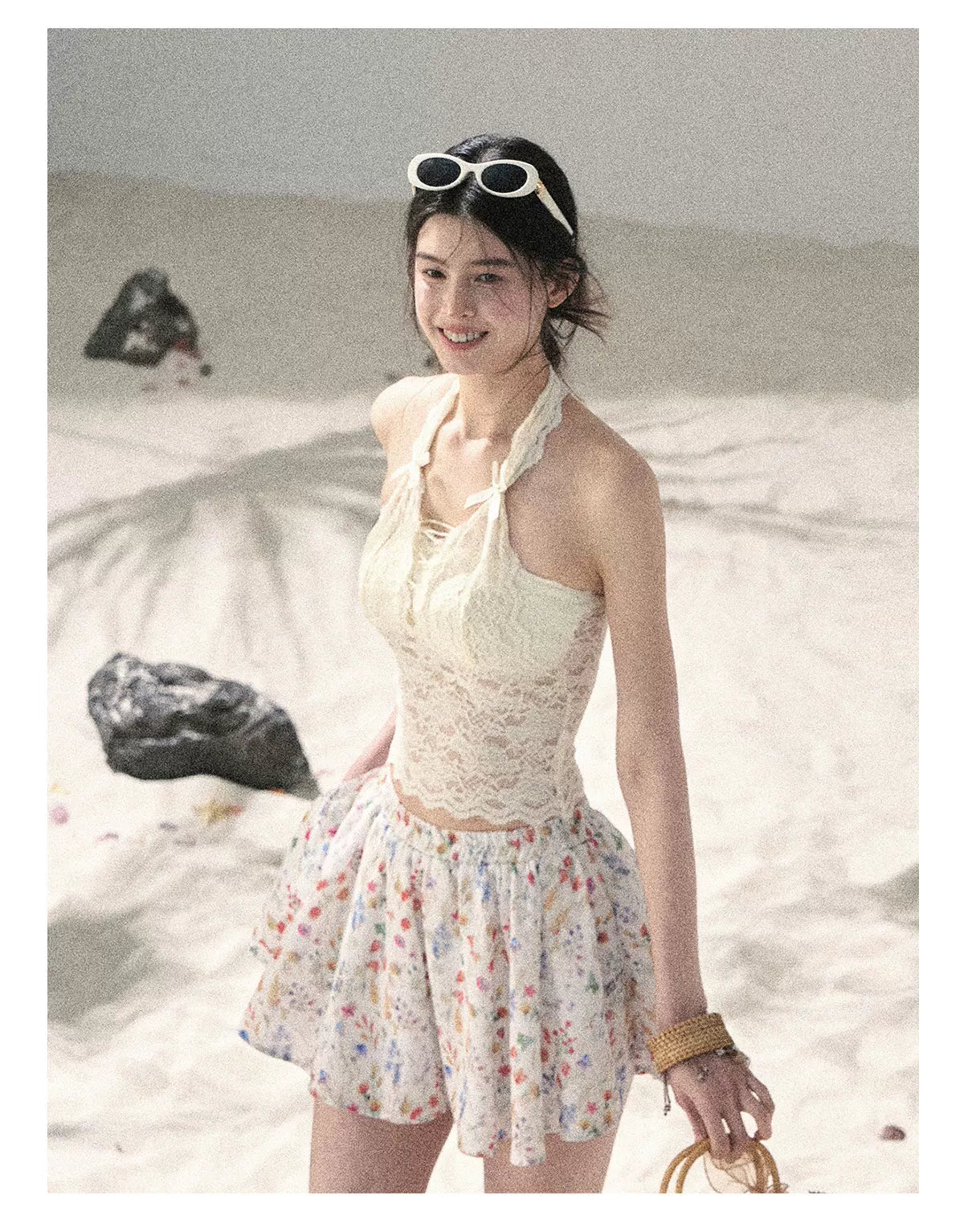 "Moss Whisper" Knit Sun Protection Cardigan & Cami Top