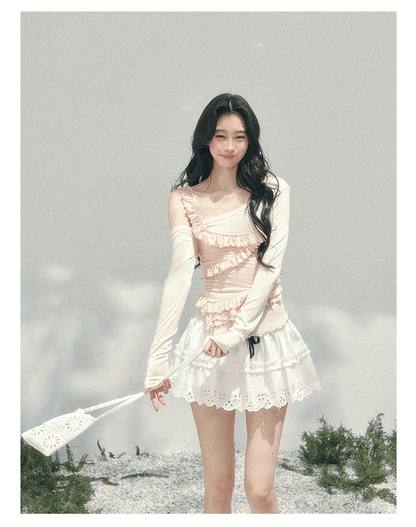 “Sugar Frosted Tenderness” Off-Shoulder Ruched Tee