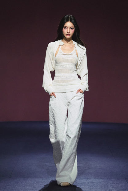 White High-Waisted Wide-Leg Cotton Jeans