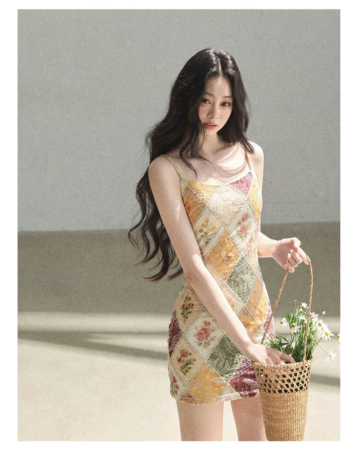 "In Her Lingering Gaze" Van Dyke Brown Floral Cami Bodycon Mini Dress
