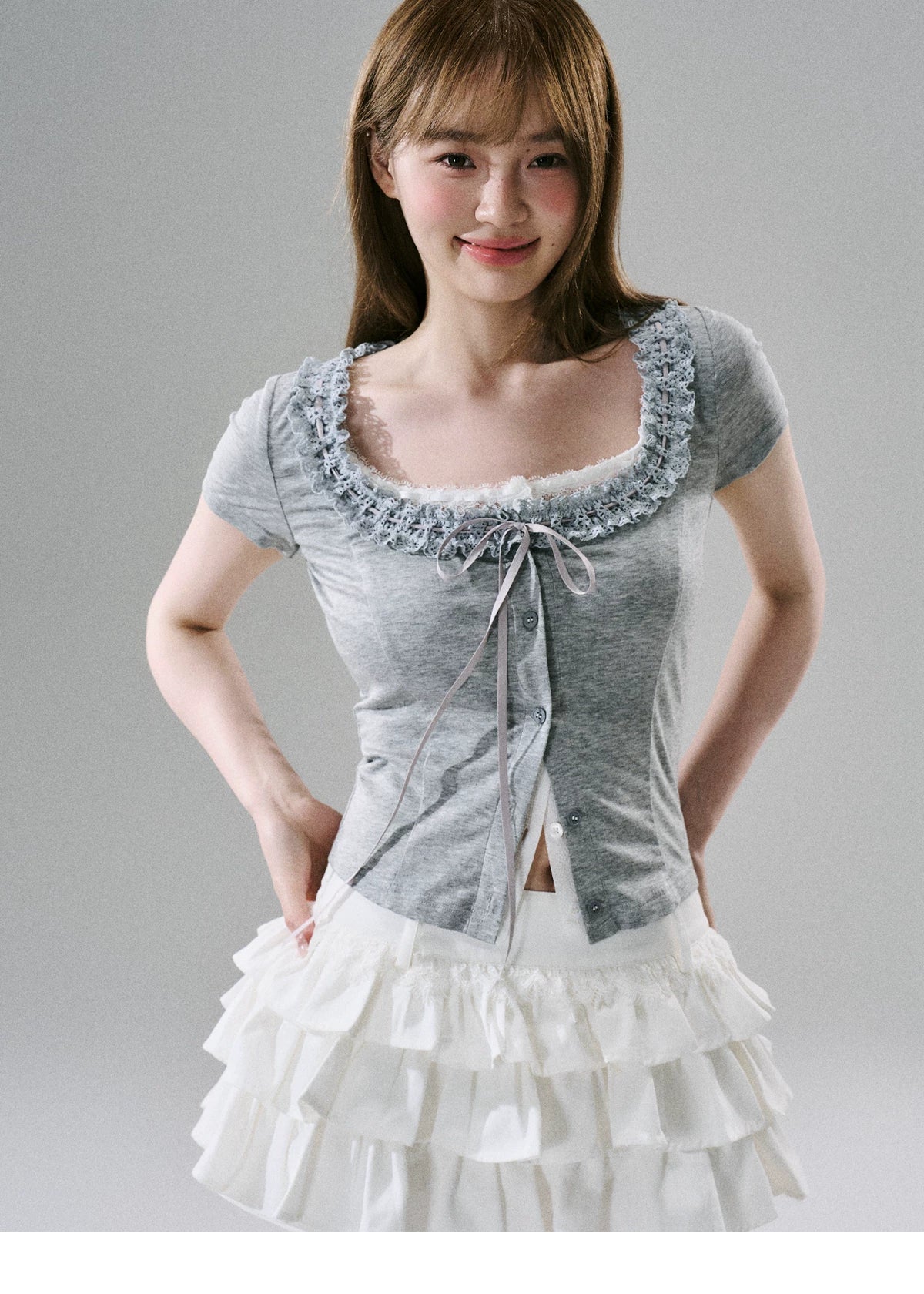LOST FOREST - White Cotton Ruffle Utility Skirt